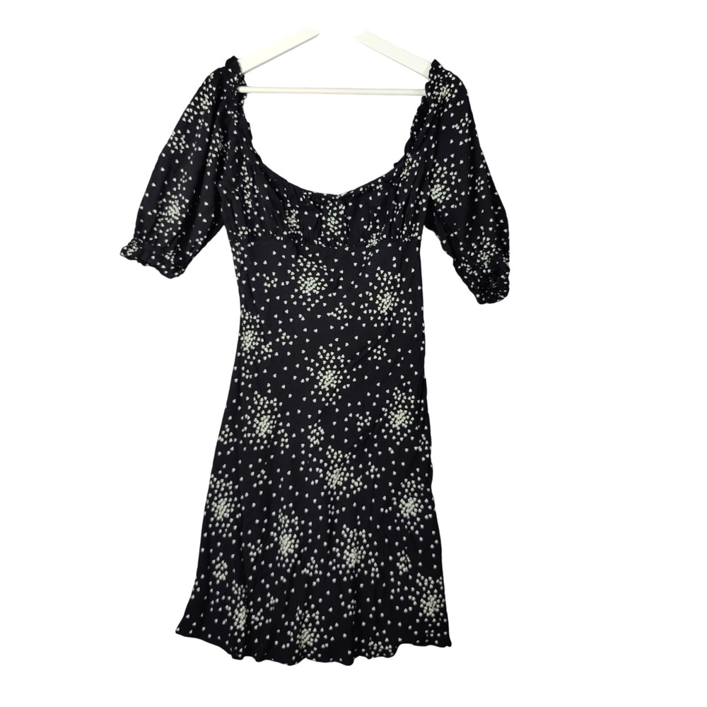 Anthropologie Black Mini Dress with White Floral Dots